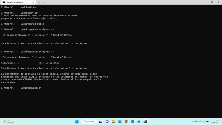 Encriptar carpetas y archivos en Windows con cmd